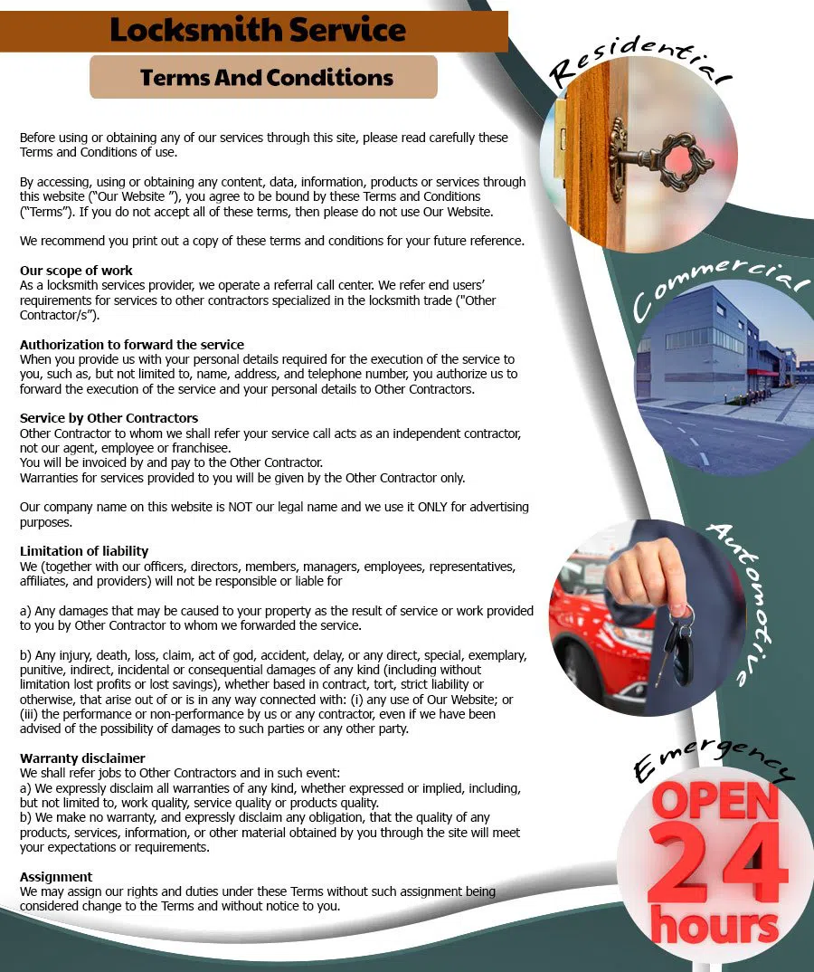 Five-Star Lock & Key Shop Venice, CA 310-895-2956 - Terms-and-conditions